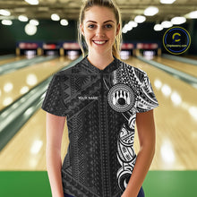 Load image into Gallery viewer, Black and White Tribal pattern Women Bowling Shirts Custom Bowling outfit ladies Team bowling jerseys NQS10648