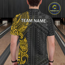 Load image into Gallery viewer, Black and Yellow Tribal pattern Men Bowling Shirt Custom Bowling outfit men Team bowling jersey NQS10650