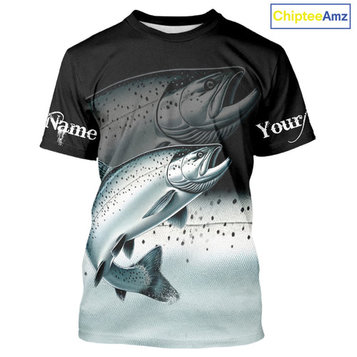 Salmon fishing scales Custom name sun protection personalized fishing gifts, Salmon fishing jerseys NQS10652