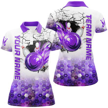 Load image into Gallery viewer, Womens Bowling Polo, Quarter Zip Shirts Custom Bowling Team League Jerseys, Bowling Uniform | Purple NQS8721