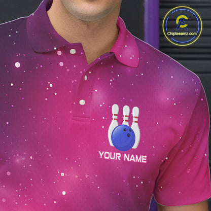 Funny Flamingo Team bowling shirts for Men custom Pink Galaxy pattern bowling jerseys for bowlers NQS10883