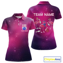 Load image into Gallery viewer, Funny Flamingo Team bowling shirts for Women custom Pink Galaxy pattern bowling jerseys for bowlers NQS10883