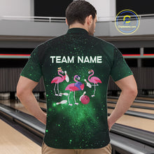 Load image into Gallery viewer, Funny Flamingo Team bowling shirts for Men custom Green Galaxy pattern bowling jerseys for bowlers NQS10884