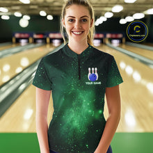 Load image into Gallery viewer, Funny Flamingo Team bowling shirts for Women custom Green Galaxy pattern bowling jerseys for bowlers NQS10884