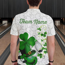 Load image into Gallery viewer, Green shamrock Mens bowling polo, quarter zip shirts Custom St Patrick Day team league bowling jerseys NQS9532