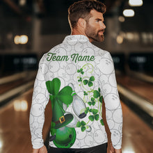 Load image into Gallery viewer, Green shamrock Mens bowling polo, quarter zip shirts Custom St Patrick Day team league bowling jerseys NQS9532