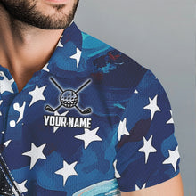 Load image into Gallery viewer, Red, White and Blue American Flag Golf Polo Shirts For Men Custom Patriotic Team Golf Shirt For Golfer NQS9695