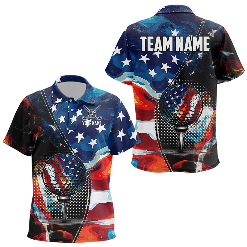 Red, White and Blue American Flag Golf Polo Shirt For Kid Custom Patriotic Team Golf Shirt NQS9695