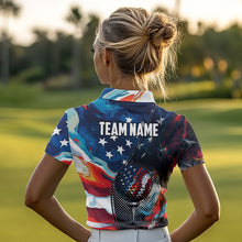 Load image into Gallery viewer, Red, White and Blue American Flag Women Golf Polo Shirts Custom Patriotic Team Golf Shirt For Golfer NQS9695