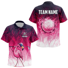 Load image into Gallery viewer, Funny Flamingo pink camo flame golf ball Kid Golf Polo Shirt Custom Golf tops for kid NQS9697