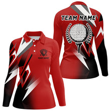 Load image into Gallery viewer, Black and Red Golf ball Womens golf polos shirt custom golf shirt for ladies, cool golf gifts NQS7482