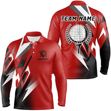 Load image into Gallery viewer, Black and Red Golf ball Mens golf polo shirt custom golf shirt for men, cool golf gifts NQS7482
