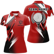 Load image into Gallery viewer, Black and Red Golf ball Womens golf polos shirt custom golf shirt for ladies, cool golf gifts NQS7482