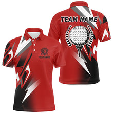 Load image into Gallery viewer, Black and Red Golf ball Mens golf polo shirt custom golf shirt for men, cool golf gifts NQS7482