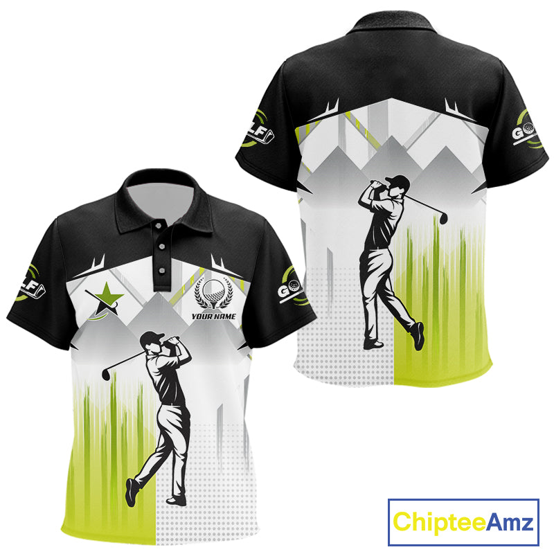 Black and White Kid golf polo shirts Custom Golf top for kid, personalized golf gifts | Green NQS10127