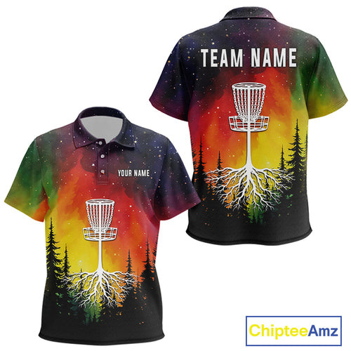 Colorful rainbow trees pattern Disc golf polo shirts for Kid Custom Disc Golf Clothing for Team NQS10128