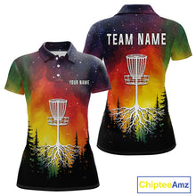 Load image into Gallery viewer, Colorful rainbow trees pattern Disc golf polo shirts for Women Custom Disc Golf Clothing for Team NQS10128
