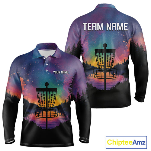 Colorful Disc golf polo shirts for Mens Custom Disc Golf basket attire for Team NQS10129