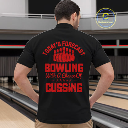 Black and Red retro Bowling shirts for men custom Today's forecast bowling with a chance of cussing NQS10452