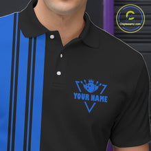 Load image into Gallery viewer, Black and Blue retro Bowling shirts for men custom Today&#39;s forecast bowling with a chance of cussing NQS10453