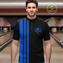 Load image into Gallery viewer, Black and Blue retro Bowling shirts for men custom Today&#39;s forecast bowling with a chance of cussing NQS10453