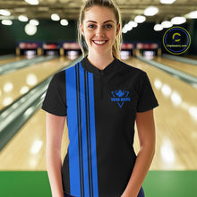 Load image into Gallery viewer, Black &amp; Blue retro Bowling shirts for Women custom Today&#39;s forecast bowling with a chance of cussing NQS10453