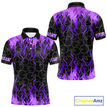 Load image into Gallery viewer, Black and Purple Flame camo Men bowling shirts Custom Flame Bowling Shirt Team Bowling Jersey NQS10666
