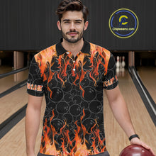 Load image into Gallery viewer, Black and Orange Flame camo Men bowling shirts Custom Flame Bowling Shirt Team Bowling Jersey NQS10667