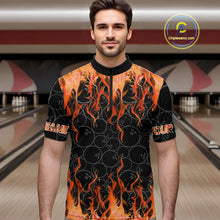 Load image into Gallery viewer, Black and Orange Flame camo Men bowling shirts Custom Flame Bowling Shirt Team Bowling Jersey NQS10667