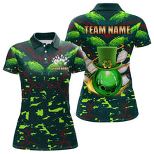 Load image into Gallery viewer, Personalized Green Camo Bowling shirts for Women custom St Patrick Day Bowling Team Jersey NQS9547