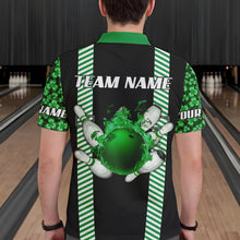 Load image into Gallery viewer, Personalized Green Shamrock pattern Bowling shirts for Men custom St Patrick Day Bowling Team Jersey NQS9548