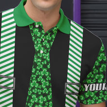 Load image into Gallery viewer, Personalized Green Shamrock pattern Bowling shirts for Men custom St Patrick Day Bowling Team Jersey NQS9548