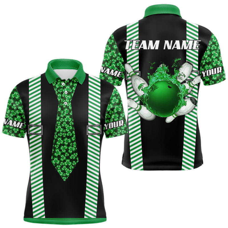 Personalized Green Shamrock pattern Bowling shirts for Men custom St Patrick Day Bowling Team Jersey NQS9548