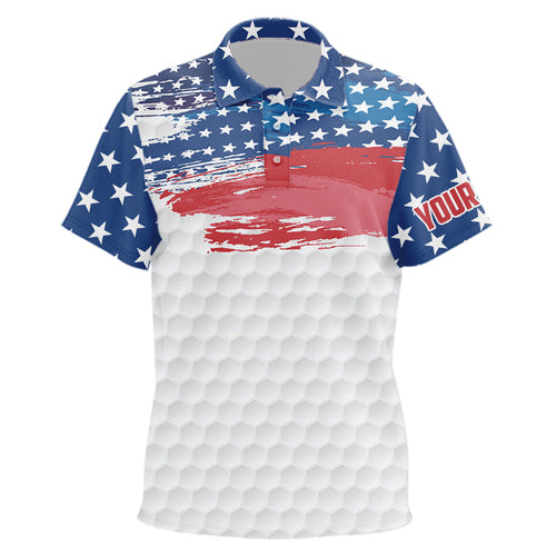 Personalized Red, White and Blue American Flag Kid golf polo shirt Custom patriotic golf tops for Kid NQS9550