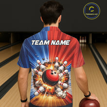 Load image into Gallery viewer, Funny Bowling Boom Hawaiian Shirt Custom Red, White and Blue Team Bowler Jerseys NQS11660