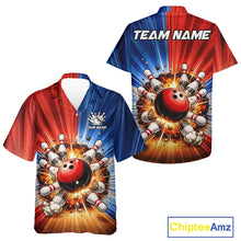 Load image into Gallery viewer, Funny Bowling Boom Hawaiian Shirt Custom Red, White and Blue Team Bowler Jerseys NQS11660