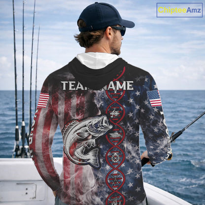 Largemouth Bass fishing smoke American Flag It's in my DNA custom UV protection fishing shirts NQS11664