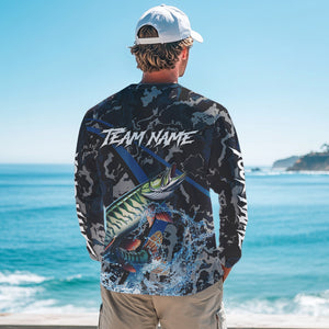 Custom Musky Fishing Camo Long Sleeve Fishing Shirts, Personalized Muskie Fishing Team Jerseys NQS9702