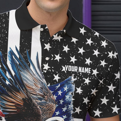 Black and White American Flag Eagle Mens Bowling Shirt Custom patriotic outfit men Bowling Team Jersey NQS9709