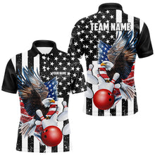 Load image into Gallery viewer, Black and White American Flag Eagle Mens Bowling Shirt Custom patriotic outfit men Bowling Team Jersey NQS9709