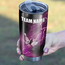 Load image into Gallery viewer, Multicolor Lightning thunder storm Bowling ball pins Custom name and team name bowling tumblers Cup NQS9711