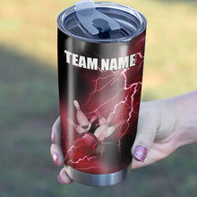 Load image into Gallery viewer, Multicolor Lightning thunder storm Bowling ball pins Custom name and team name bowling tumblers Cup NQS9711