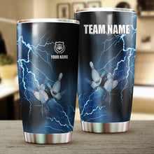 Load image into Gallery viewer, Multicolor Lightning thunder storm Bowling ball pins Custom name and team name bowling tumblers Cup NQS9711