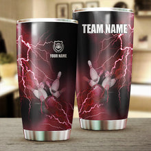 Load image into Gallery viewer, Multicolor Lightning thunder storm Bowling ball pins Custom name and team name bowling tumblers Cup NQS9711