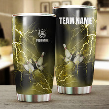 Load image into Gallery viewer, Multicolor Lightning thunder storm Bowling ball pins Custom name and team name bowling tumblers Cup NQS9711