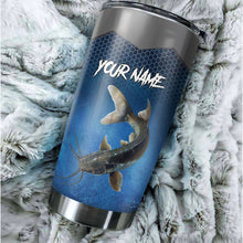 Load image into Gallery viewer, 1PC Blue camo Catfish Fishing Customize Stainless Steel Tumbler Cup, Personalized fishing gift NQS9876