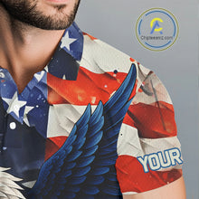 Load image into Gallery viewer, American Flag Eagle Mens golf polo shirts custom patriotic Eagle golf attire for men NQS9976