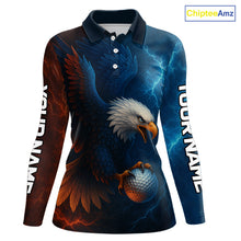 Load image into Gallery viewer, Red amd Blue Lightning Thunder Eagle Women golf golf polo shirt custom Eagle ladies golf attire NQS9977