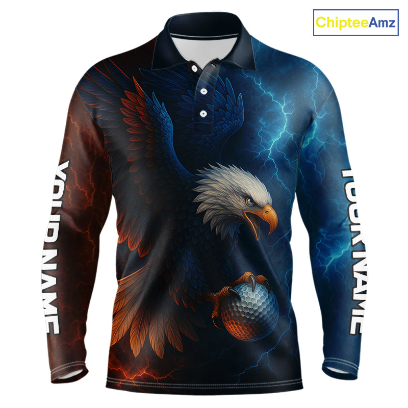 Red amd Blue Lightning Thunder Eagle Mens golf polo shirts custom Eagle golf attire for men NQS9977