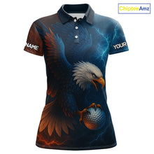 Load image into Gallery viewer, Red amd Blue Lightning Thunder Eagle Women golf golf polo shirt custom Eagle ladies golf attire NQS9977